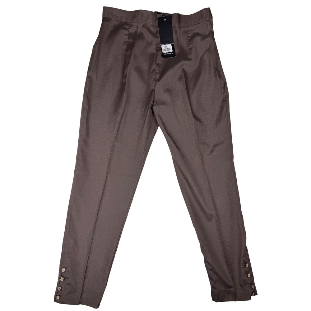 Beechtree Brown High Waisted Taper Trousers Button Ankle Pakistan Size 10 US 6-8